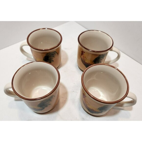 Oneida Casual Settings Morning Rooster Stoneware Coffee Cups Set of 4 - Picture 3 of 11